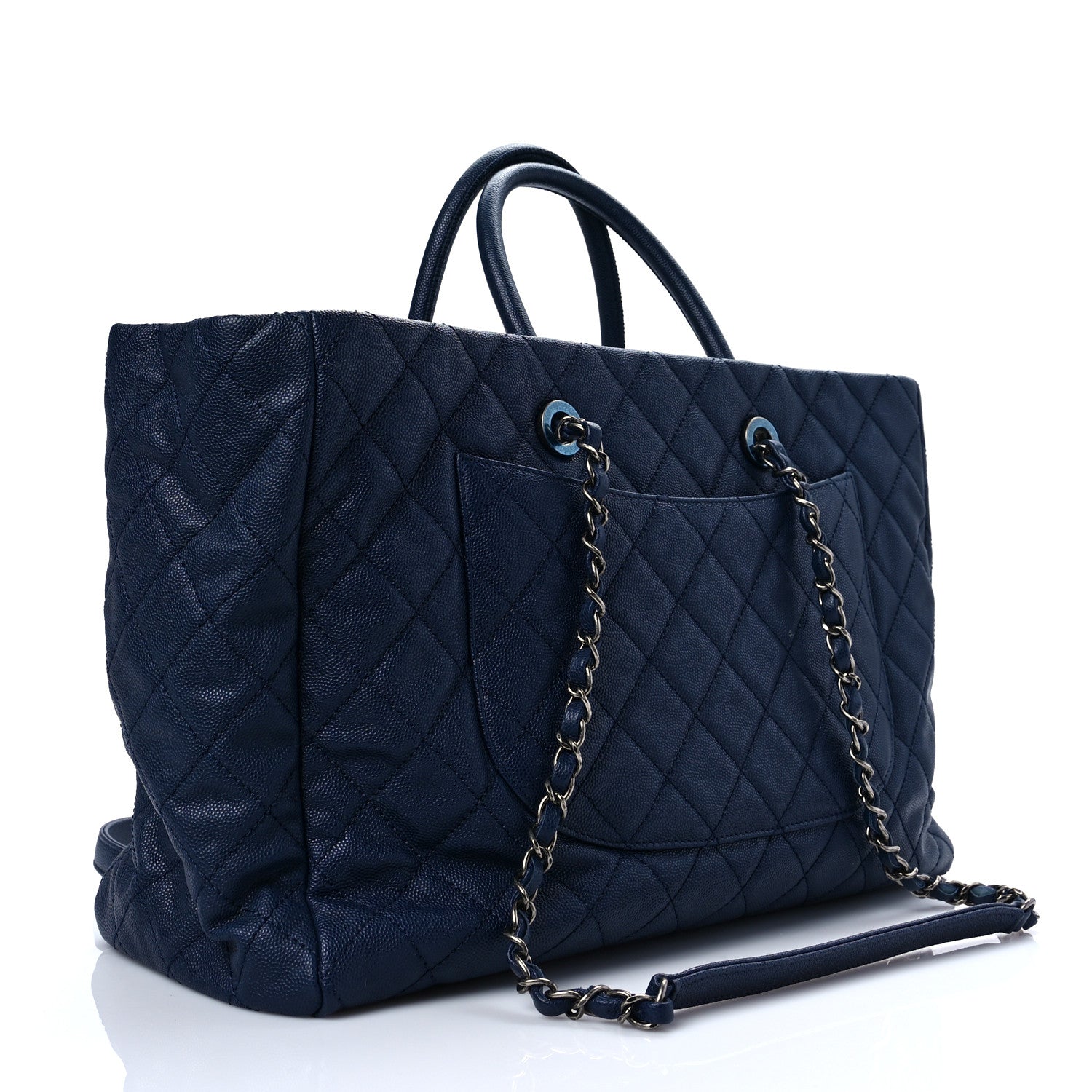 Chanel Caviar Quilted Large Coco Handle Shopping Tote Navy 4 of 10