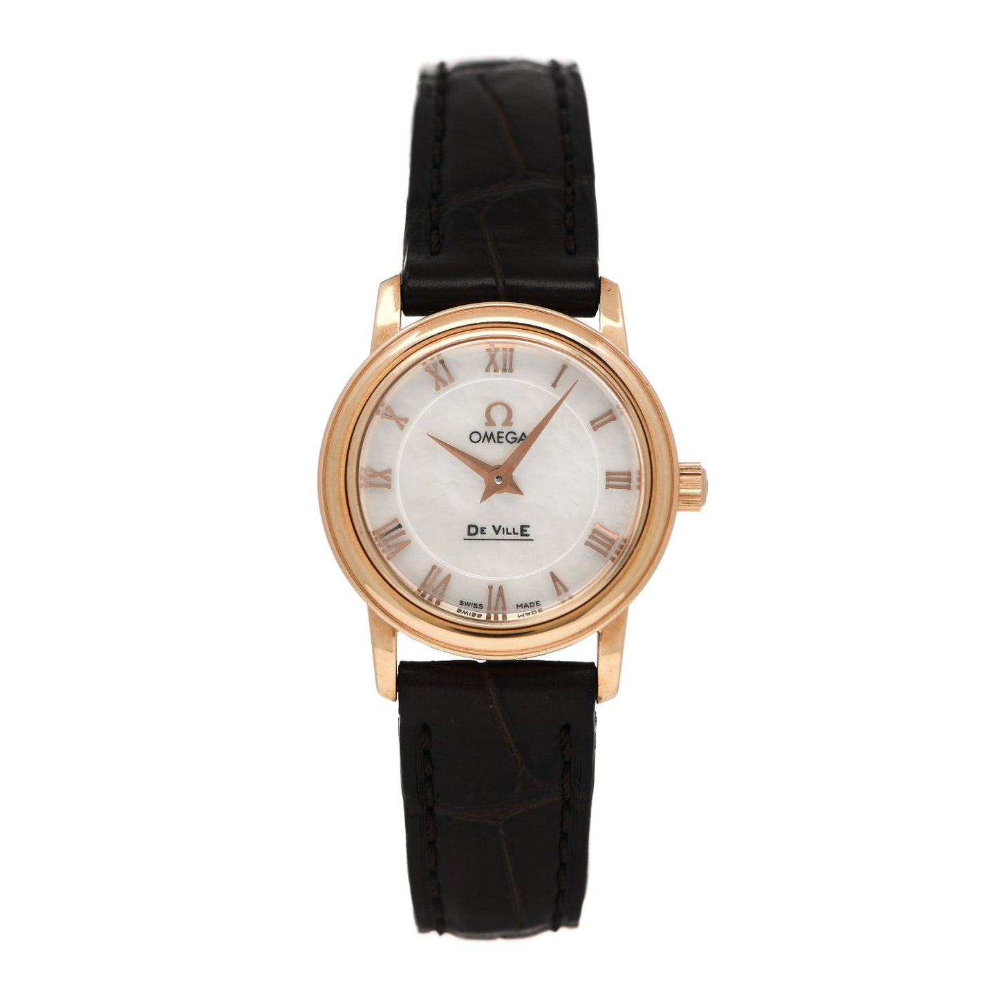 18K Yellow Gold Crocodile Mother of Pearl 22mm De Ville Prestige Quartz Watch 4670.71.02