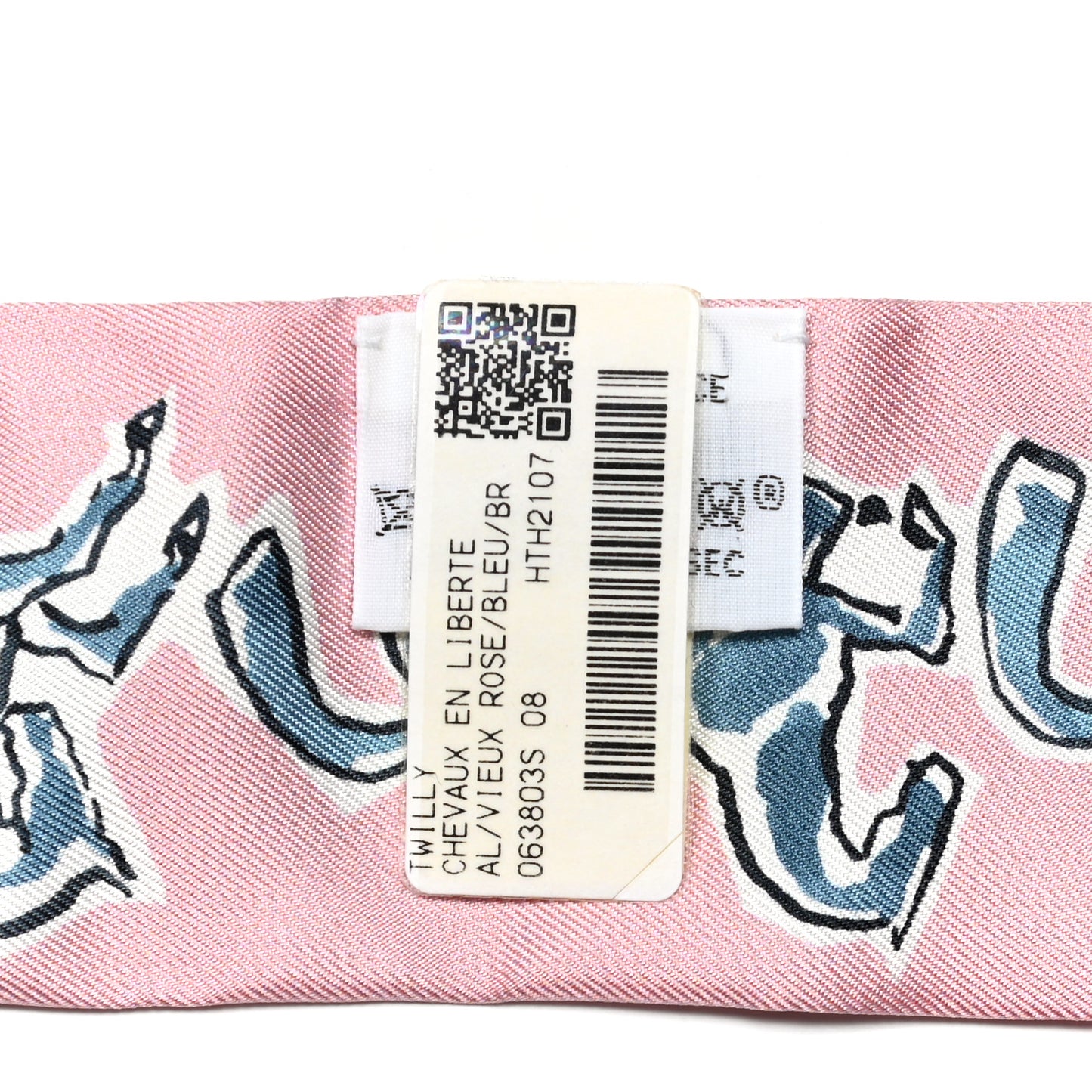 Silk Chevaux En Liberte Twilly Vieux Rose Bleu