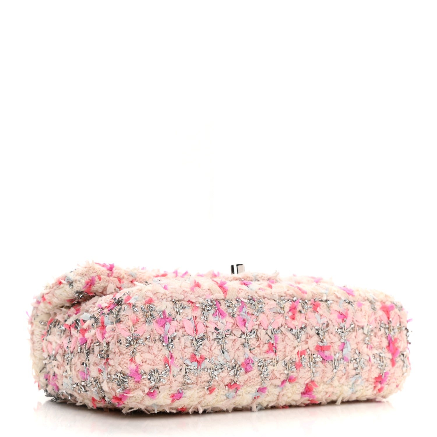 Chanel Tweed Quilted Mini Rectangular Flap Light Pink Silver Blue 4 of 10