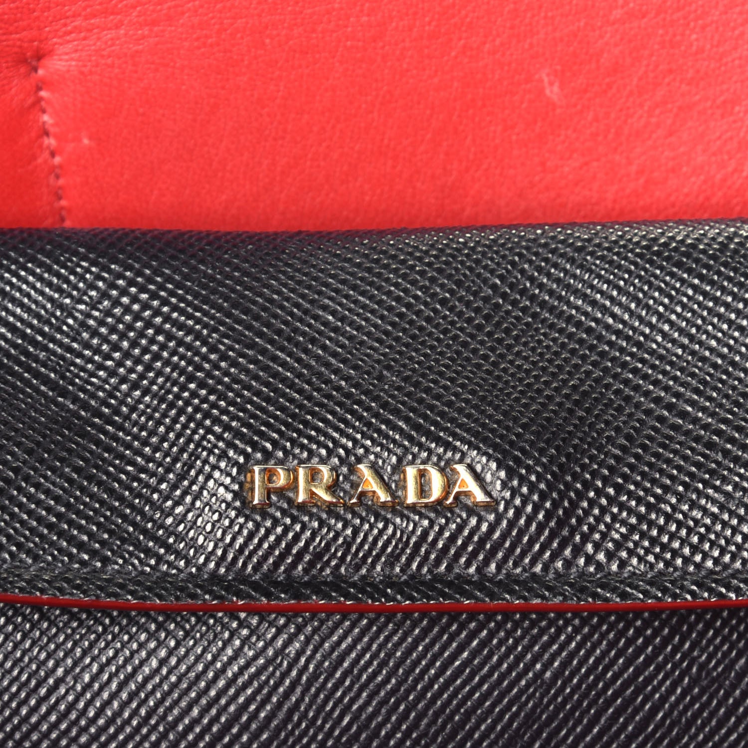Prada Saffiano Cuir Medium Double Bag Black Fuoco 7 of 9