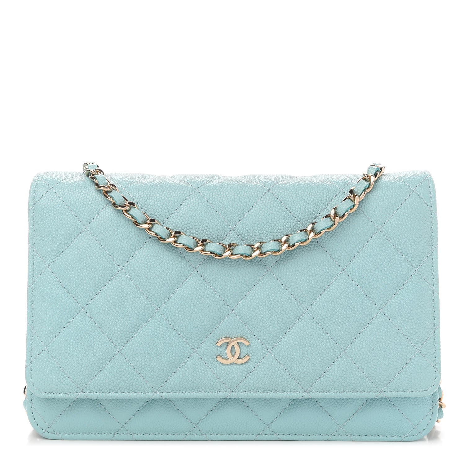 Chanel Caviar Quilted Wallet On Chain WOC Light Blue 1 of 9