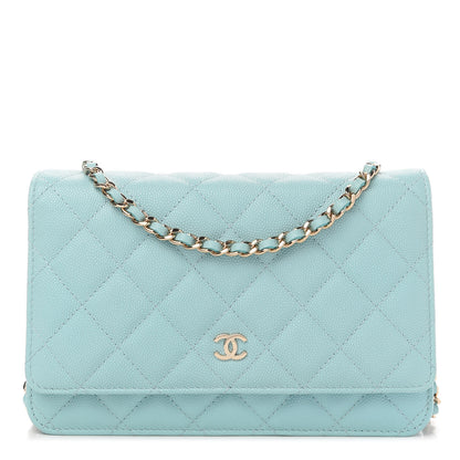 Chanel Caviar Quilted Wallet On Chain WOC Light Blue 1 of 9