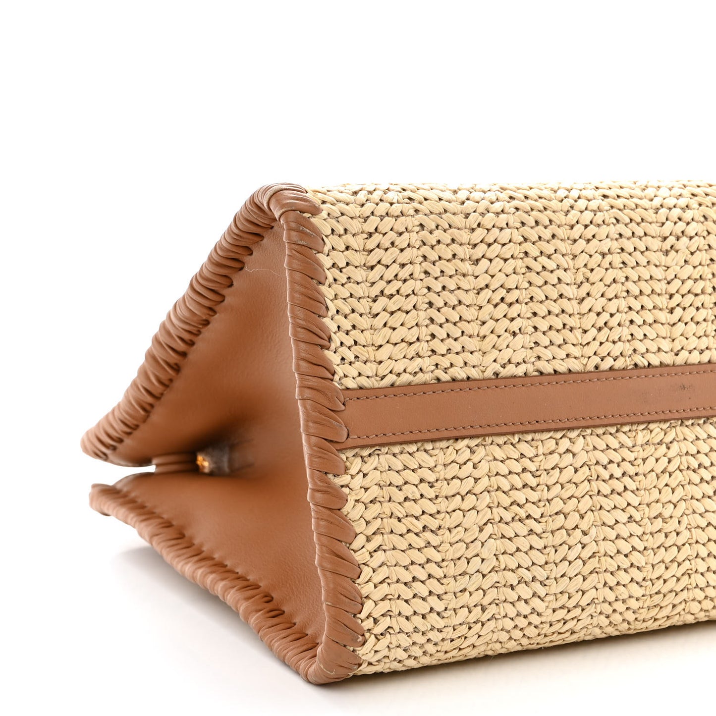Raffia City Calfskin Whipstitch Medium Paradigme Bag Naturale Caramel