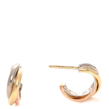 Cartier 18K Pink Yellow White Gold 13mm Trinity Hoop Earrings 1 of 6