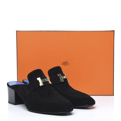 Hermes Suede Goatskin Paradis Mule 38.5 Black 9 of 9