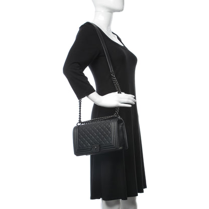 Chanel Calfskin Quilted Medium Boy Flap So Black 2 of 8