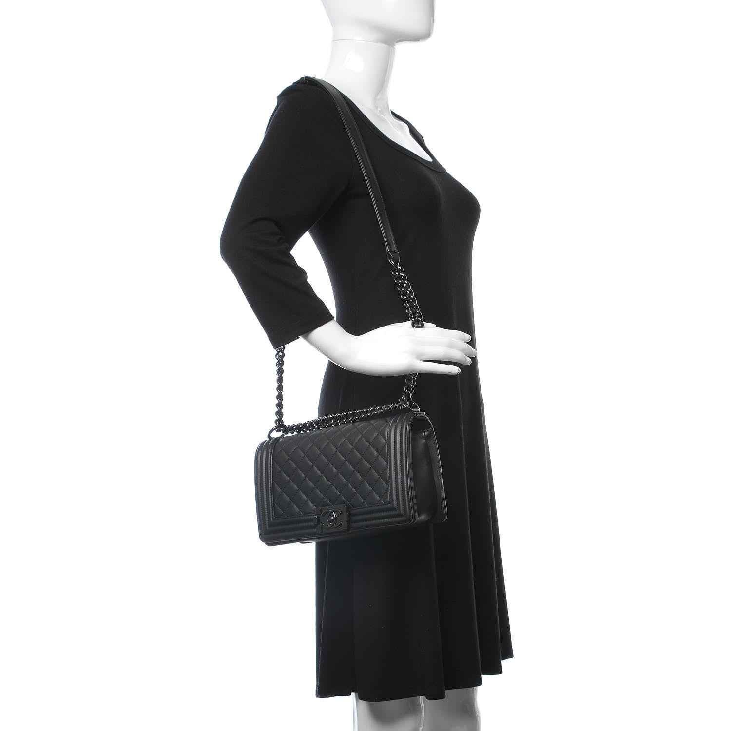 Chanel Calfskin Quilted Medium Boy Flap So Black 2 of 10