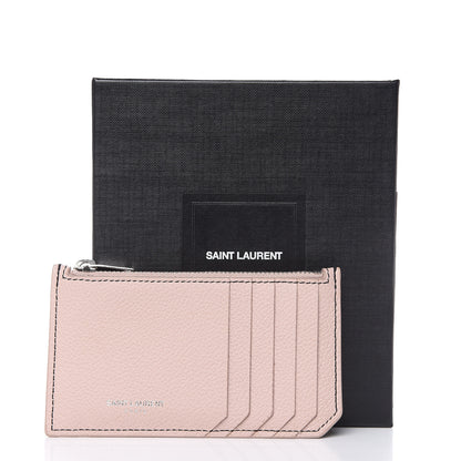 Saint Laurent Grained Calfskin 5 Fragments Zip Pouch Card Holder Marble Pink 7 of 7
