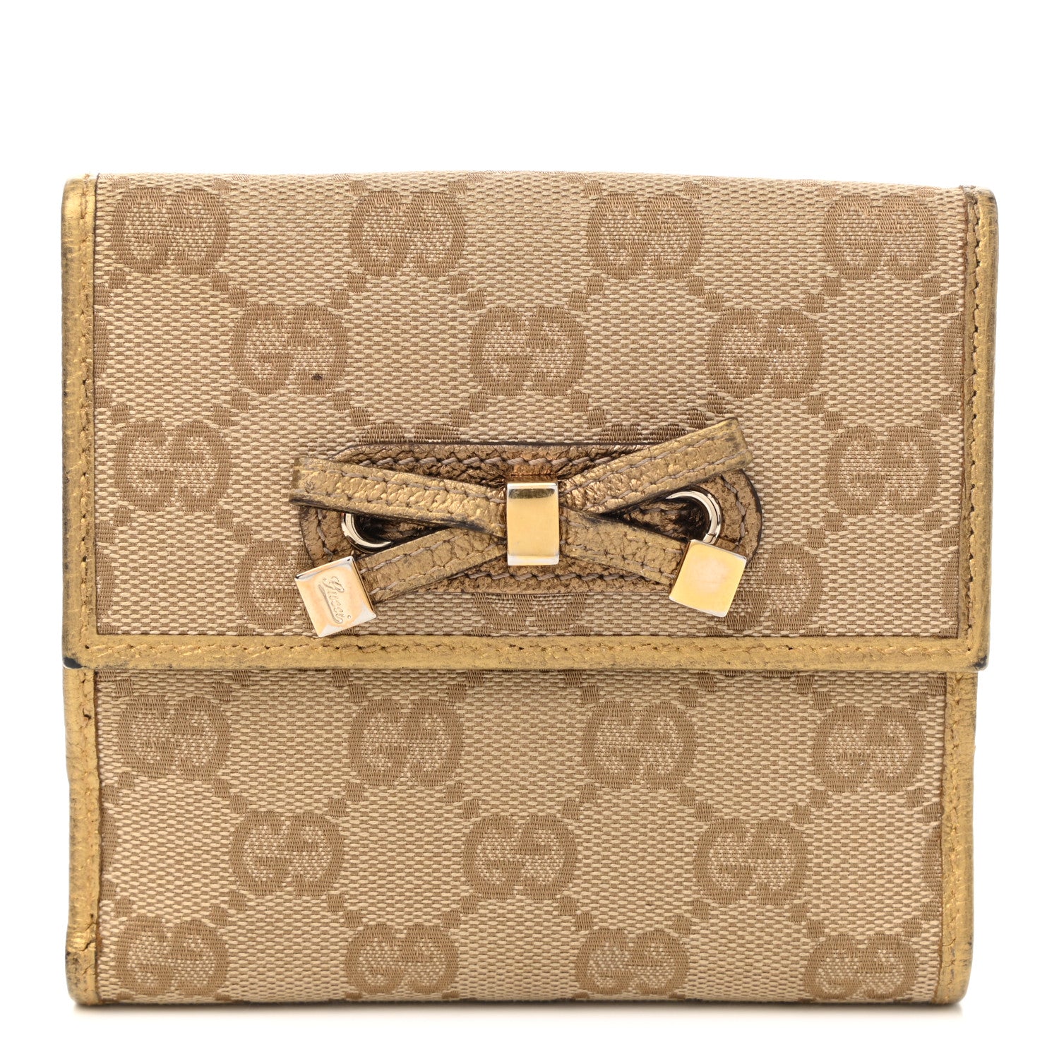 Gucci Monogram Princy Compact French Flap Wallet Gold 1 of 12