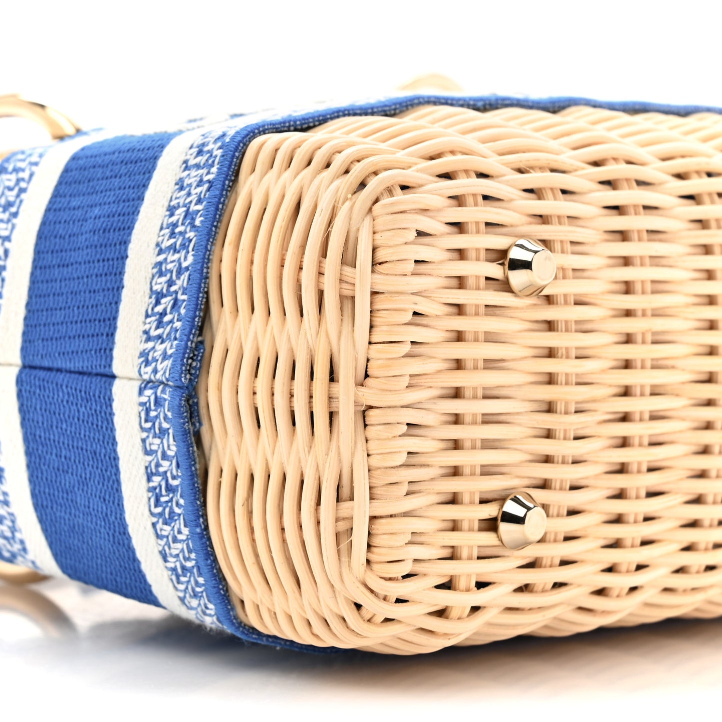 Wicker Oblique Mini Lady Dior Bag Florescent Blue