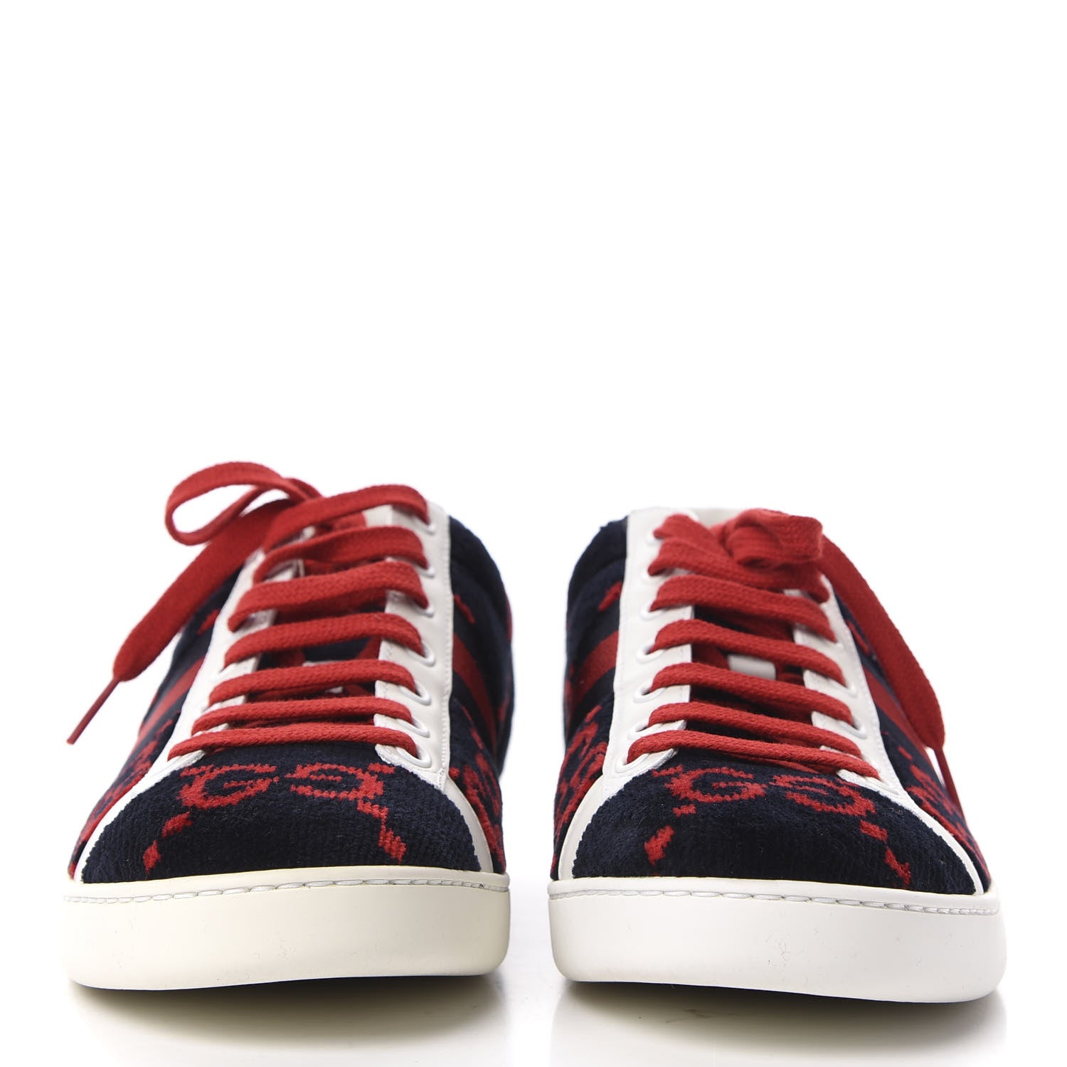 Gucci Terry Cloth GG Monogram Web Womens Ace Sneakers 40 Blue Red 2 of 12