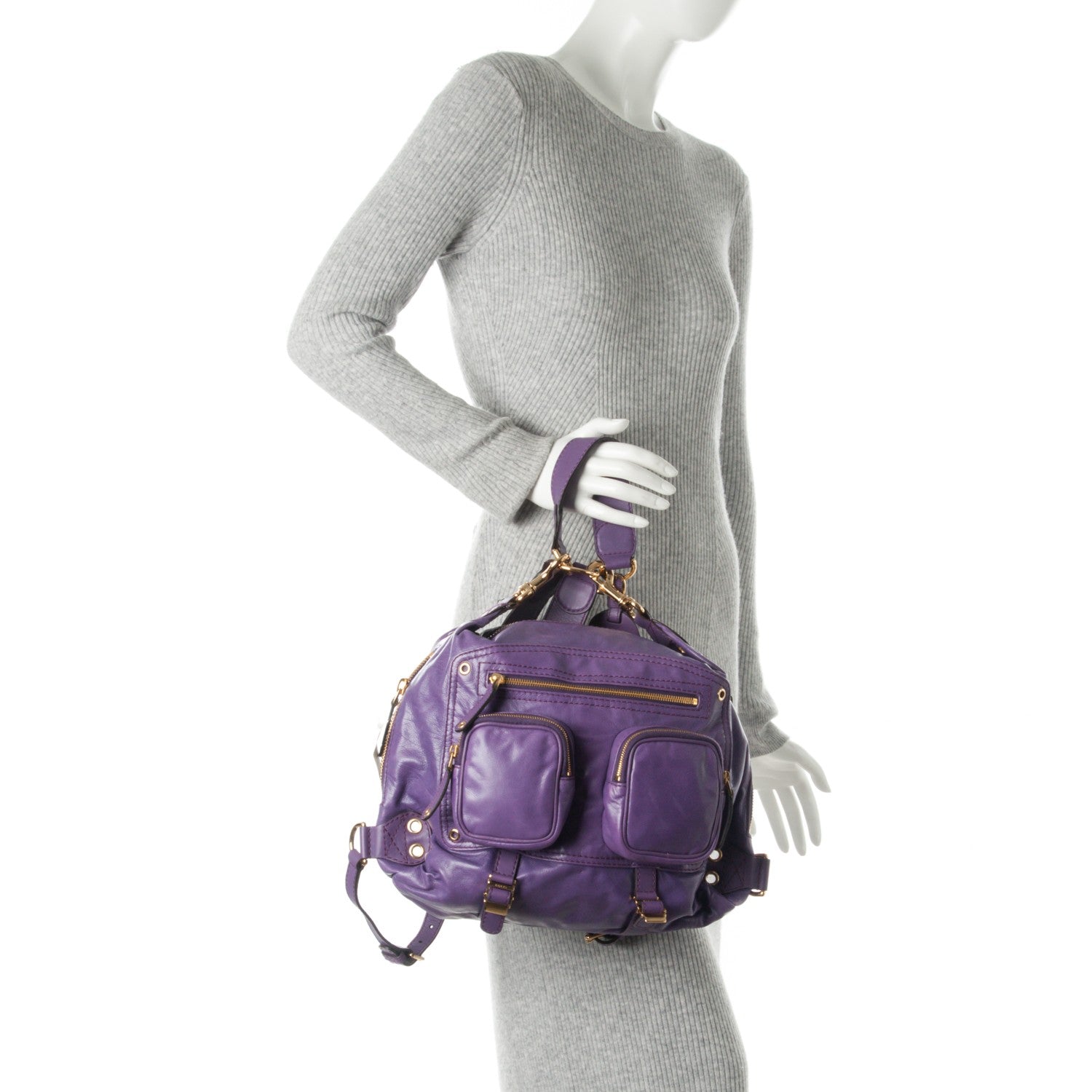 Gucci Calfskin Medium Darwin Convertible Backpack Purple 2 of 9