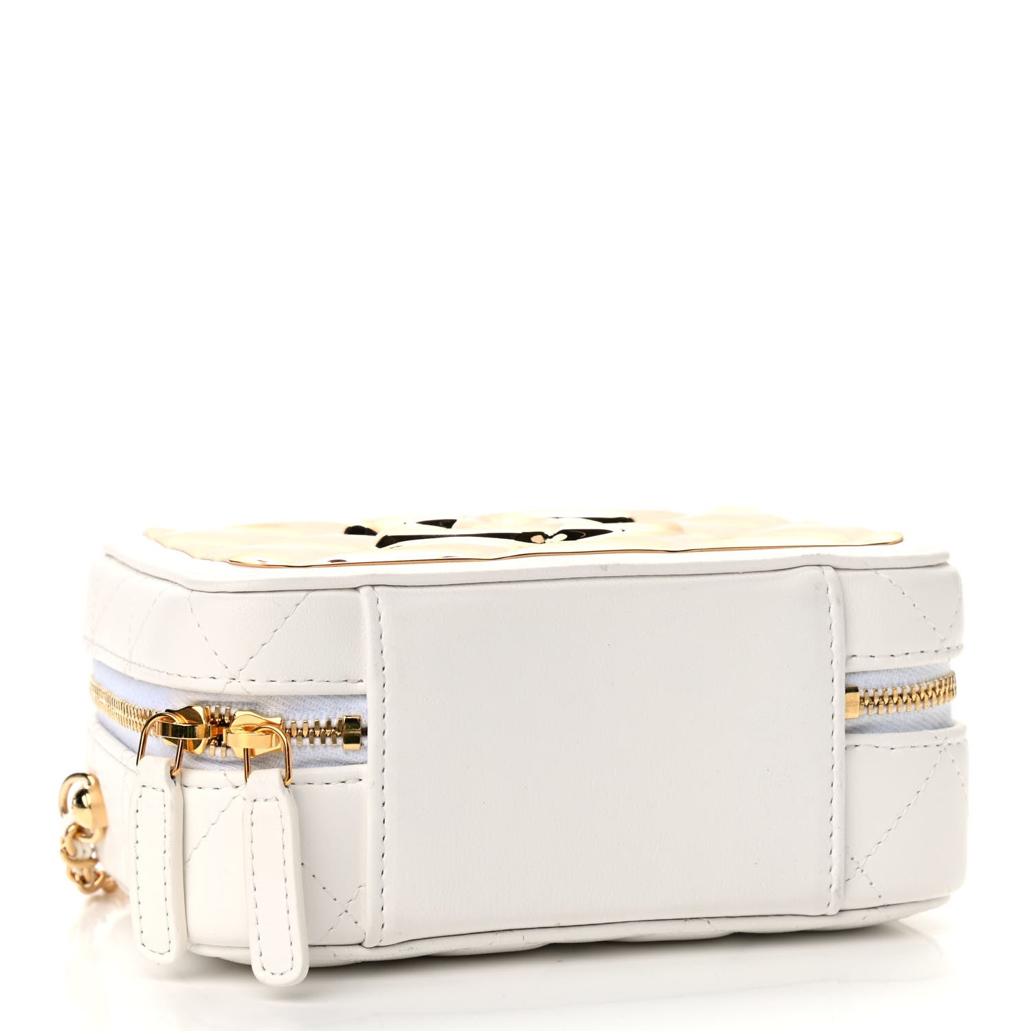 Chanel Lambskin Metal Quilted Mini Vanity Case With Chain White Gold 3 of 8