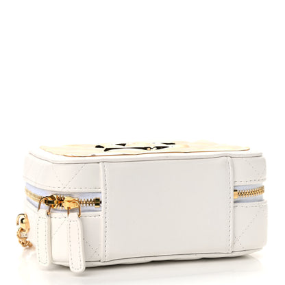 Chanel Lambskin Metal Quilted Mini Vanity Case With Chain White Gold 3 of 8