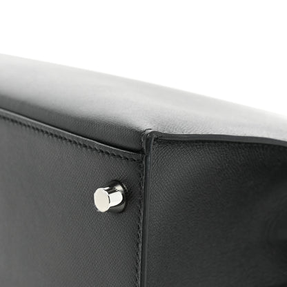 Hermes Madame Calfskin Shiny Niloticus Crocodile Kelly Sellier Touch 28 Black 12 of 13