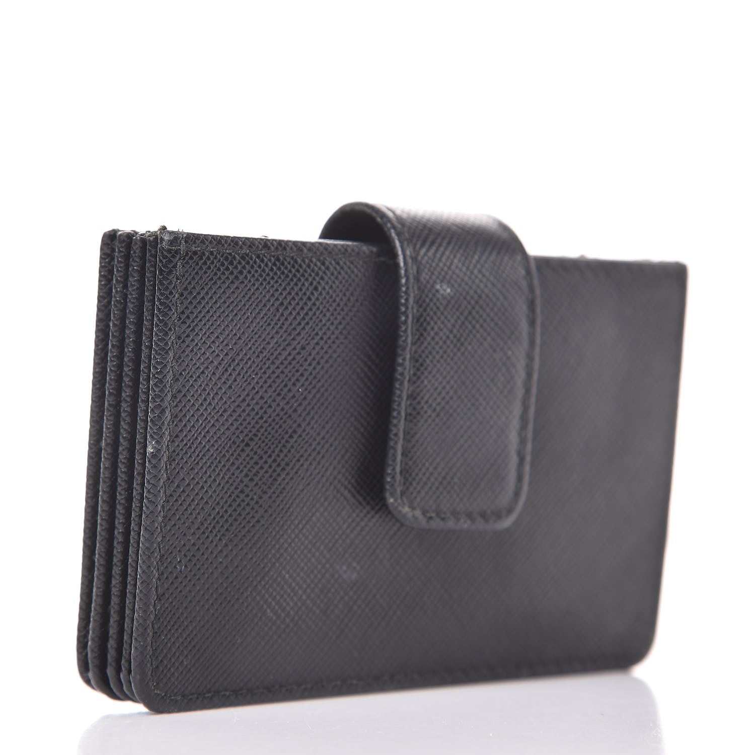 Prada Saffiano Oro Gusseted Card Holder Black 3 of 8