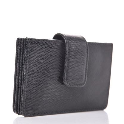 Prada Saffiano Oro Gusseted Card Holder Black 3 of 8