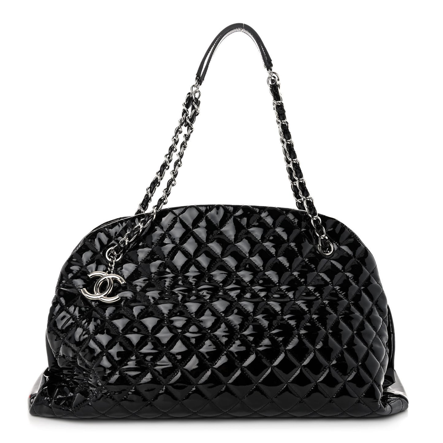 Patent Quilted Maxi Just Mademoiselle Bowling Bag Black
