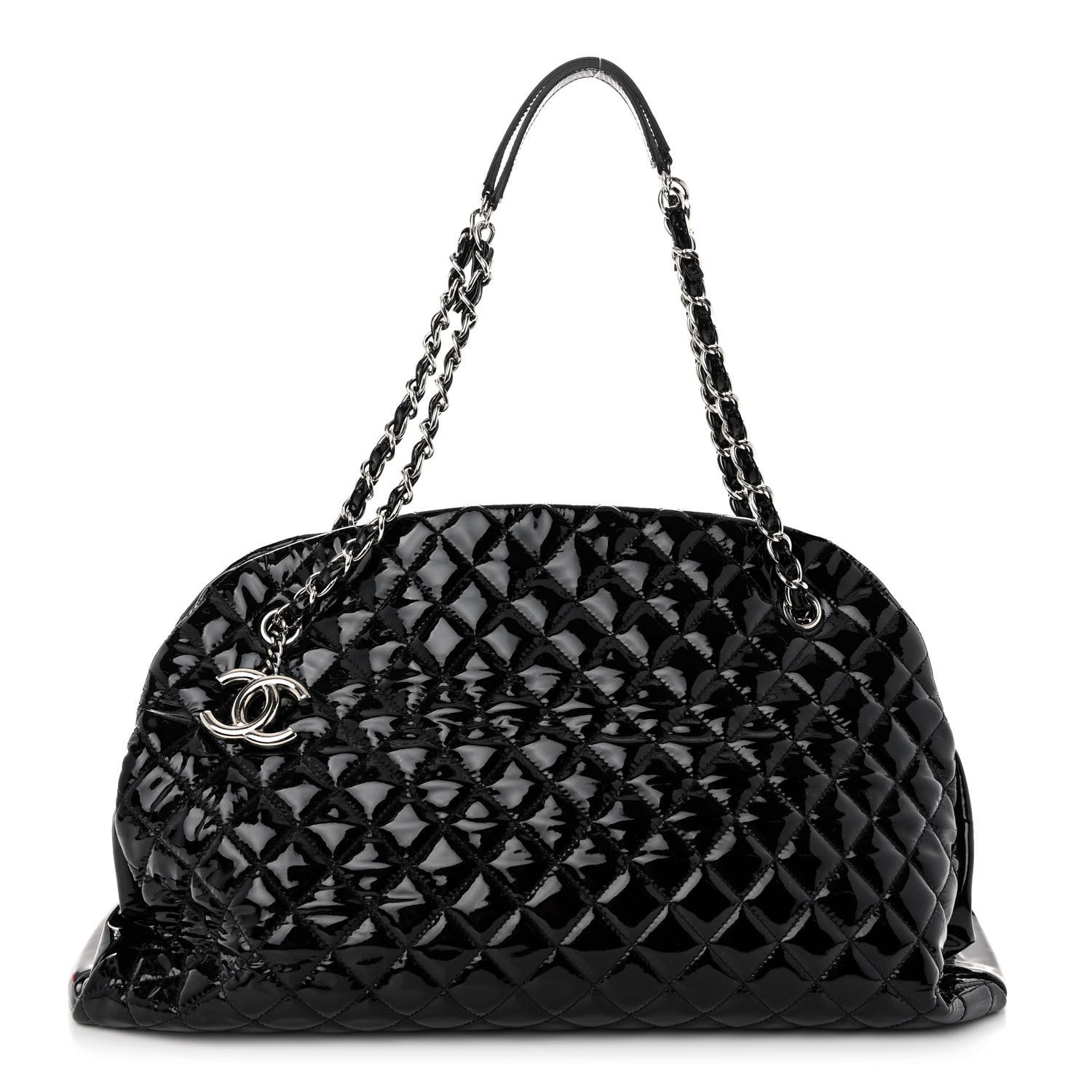 Chanel Patent Quilted Maxi Just Mademoiselle Bowling Bag Black 1 of 9
