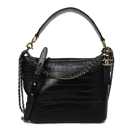 Chanel Crocodile Embossed Calfskin Medium Gabrielle Cocodile Hobo Black 1 of 10