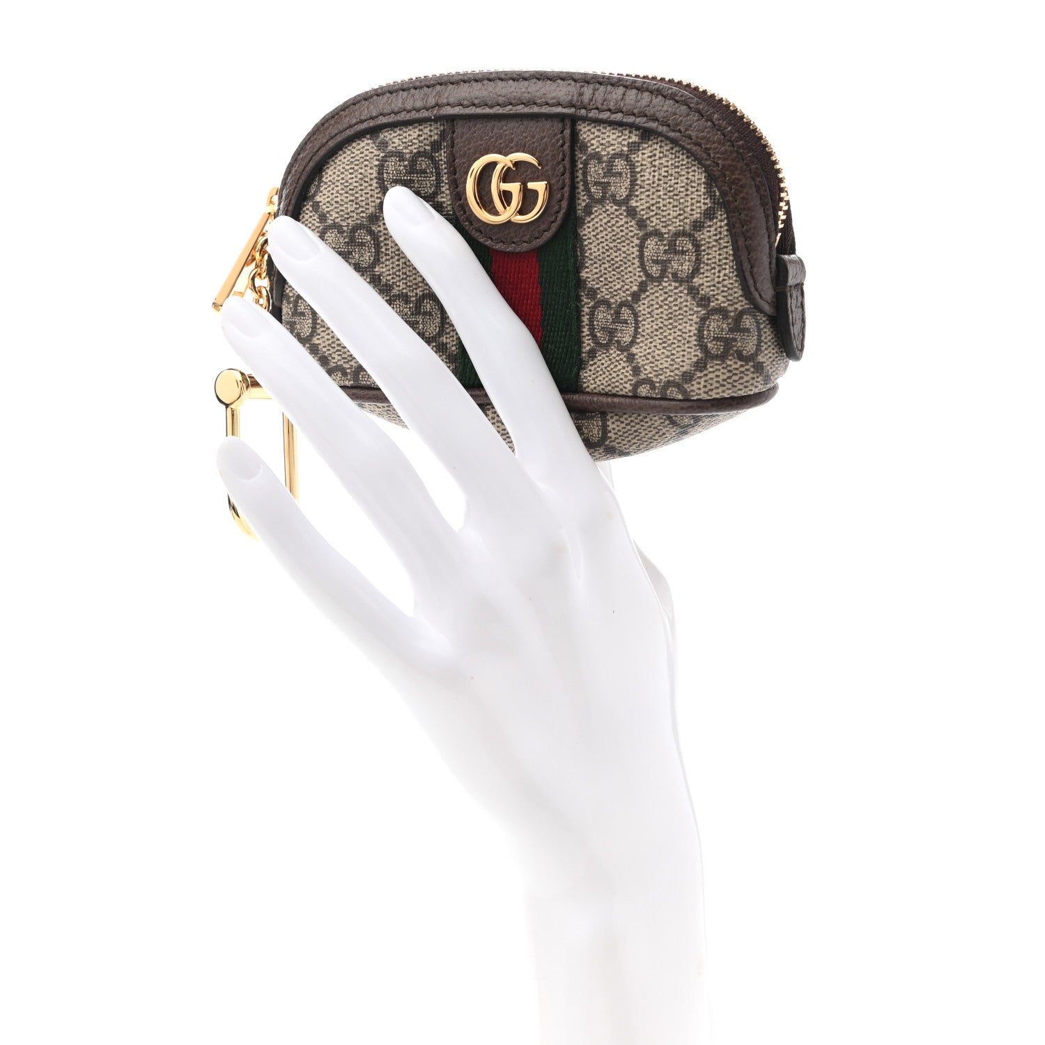 Gucci GG Supreme Monogram Web Ophidia Dome Key Pouch Beige New Acero 2 of 8