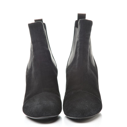 Louis Vuitton Suede Monogram Uniformes Cap Toe Chelsea 75mm Ankle Boots 38 Black 2 of 13