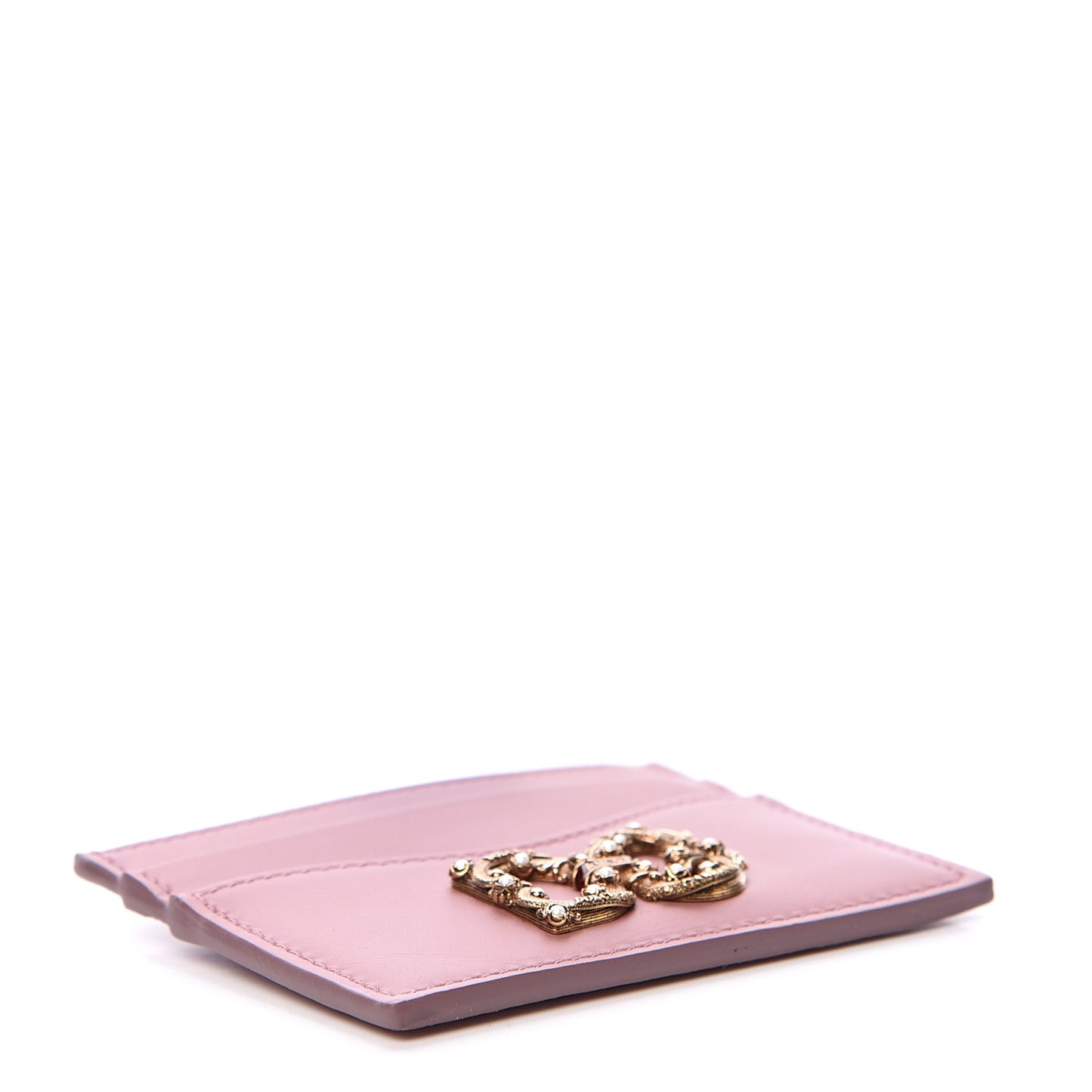 Vitello Morbido Pearl Logo Card Holder Rosa Polvere