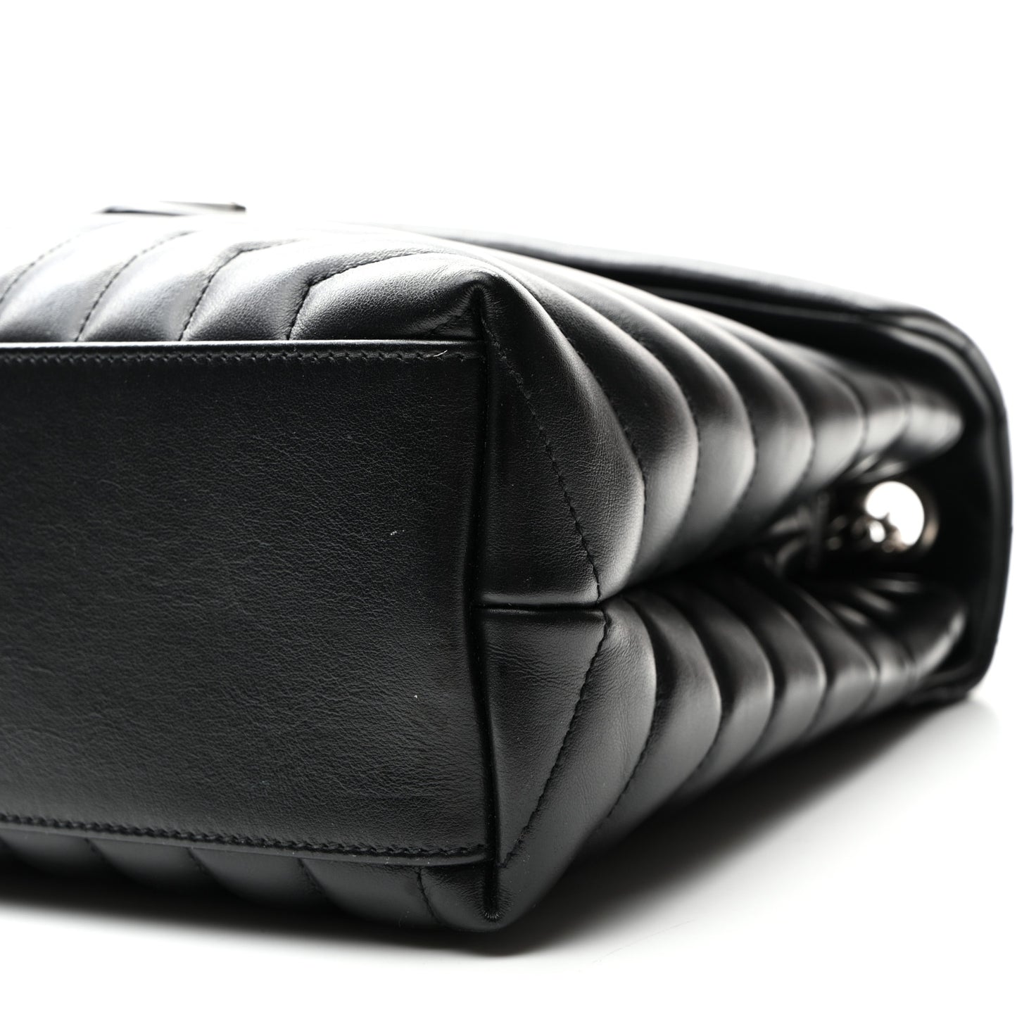 Calfskin Y Quilted Monogram Medium Loulou Chain Satchel Black