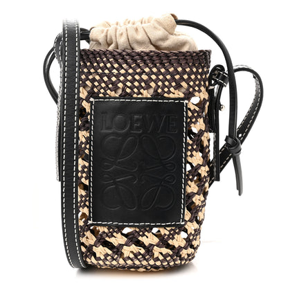 Loewe Calfskin Raffia Paula's Ibiza Pocket Bucket Bag Natural Navy Blue 1 of 10