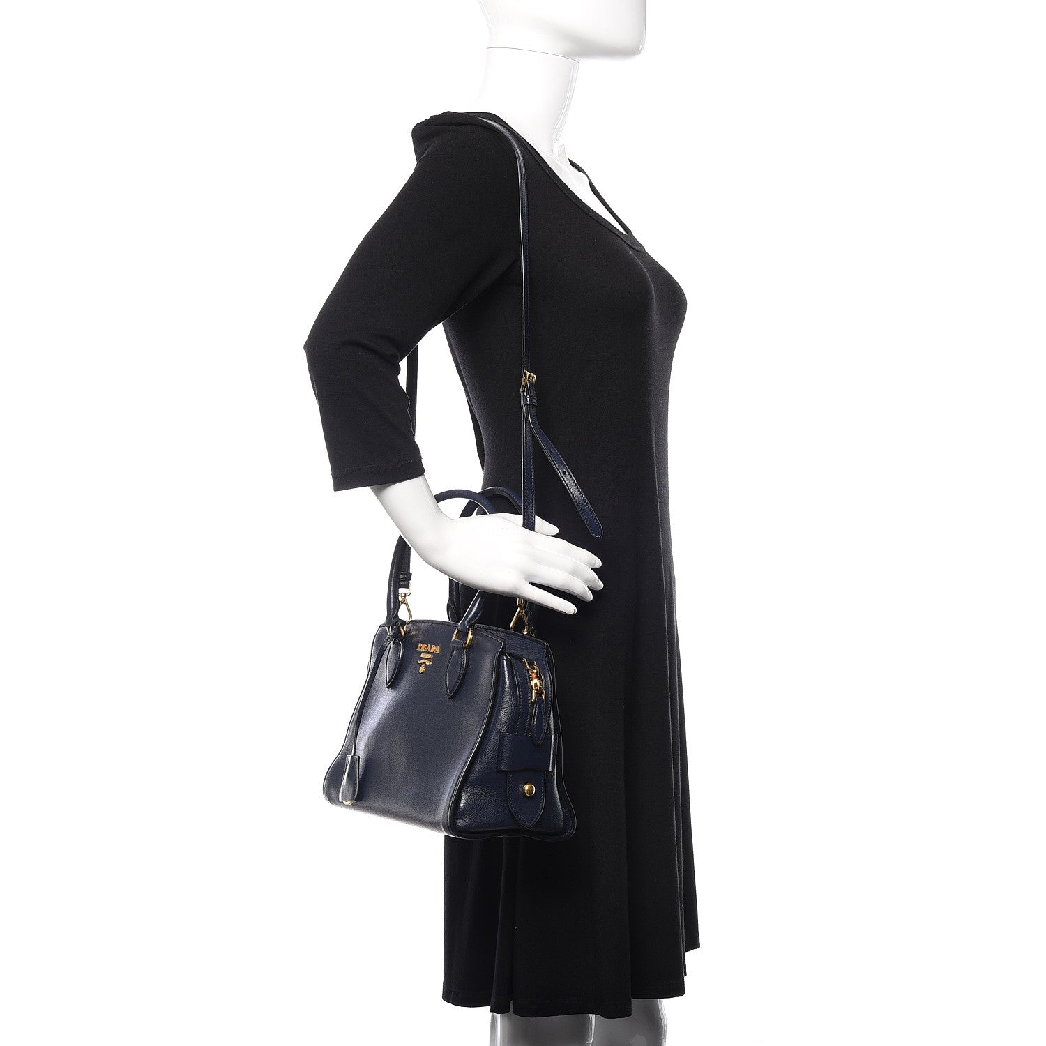 Prada Glace Calfskin Shoulder Bag Baltico 2 of 11