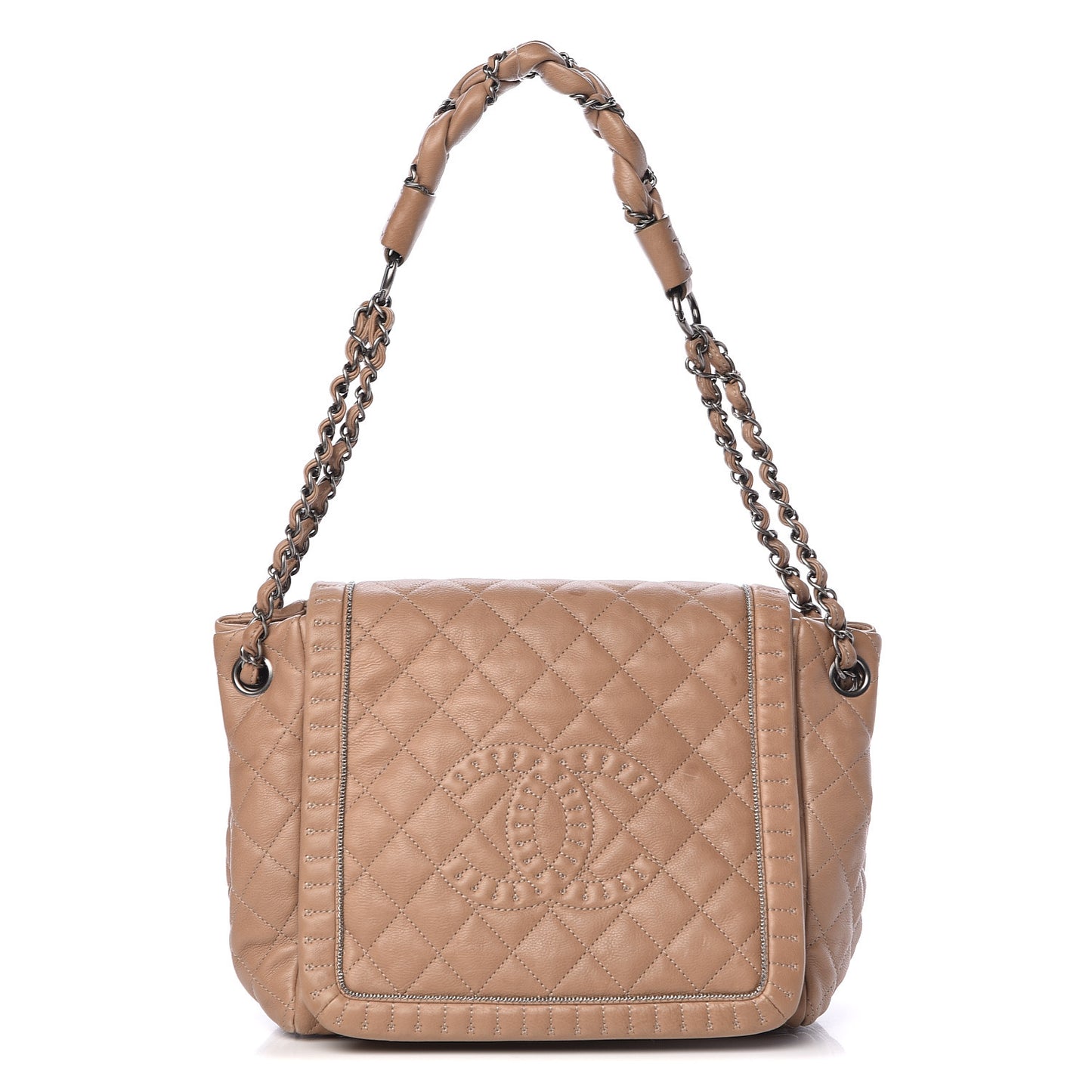 Calfskin Quilted Istanbul Accordion Flap Beige