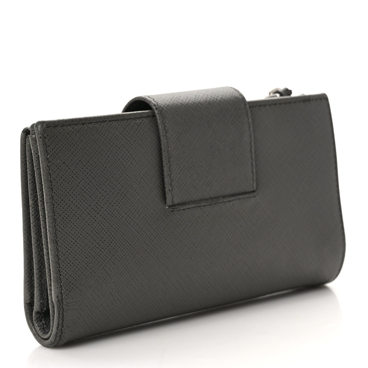 Prada Saffiano Metal Medium Wallet Grey 3 of 9