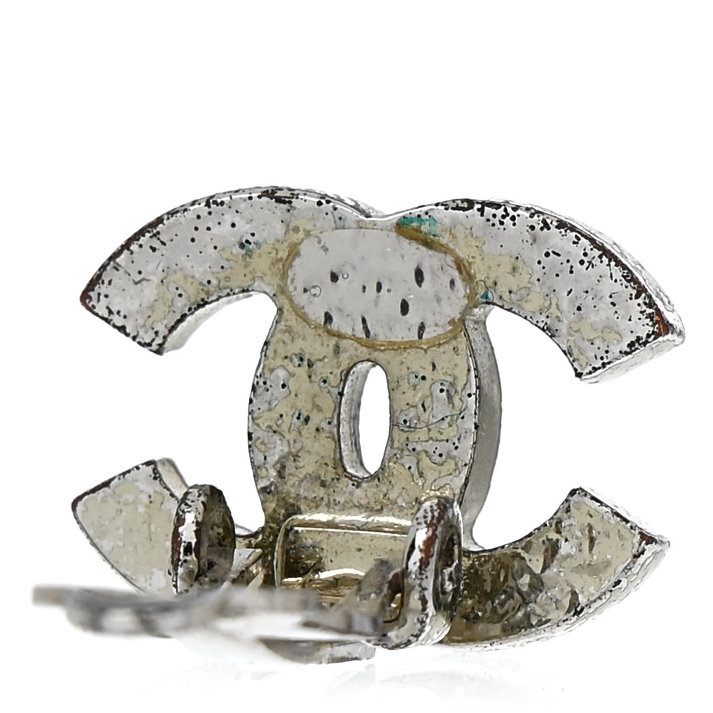 Crystal CC Clip on Earrings Silver