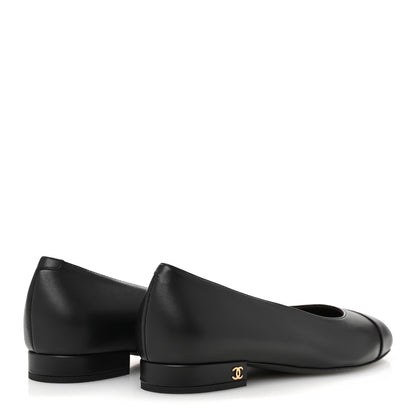 Chanel Lambskin Cap Toe Ballerina Flats 37 Black 5 of 9