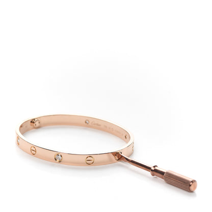 Cartier 18K Pink Gold 4 Diamond LOVE Bracelet 18 4 of 6