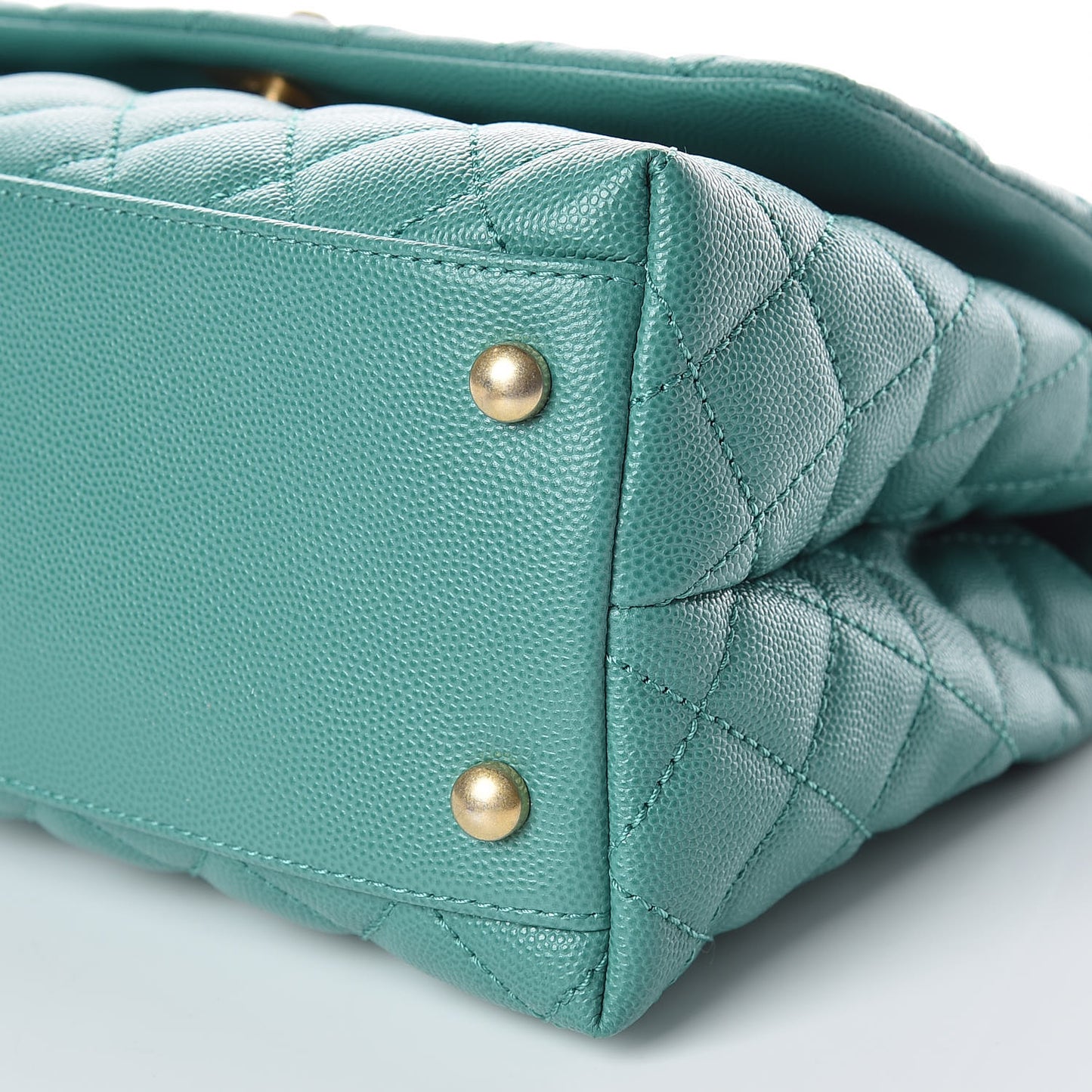 Caviar Lizard Quilted Small Coco Handle Flap Green