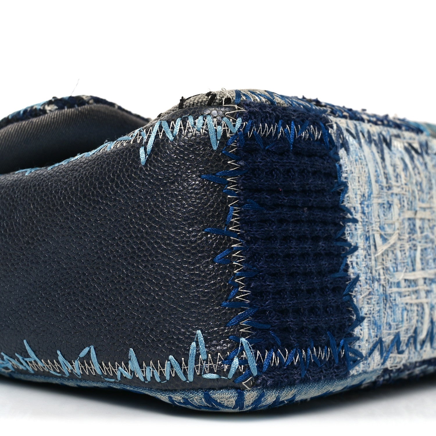 Chanel Denim Tweed Patchwork Jumbo Single Flap Blue 9 of 12
