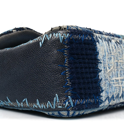 Chanel Denim Tweed Patchwork Jumbo Single Flap Blue 9 of 12