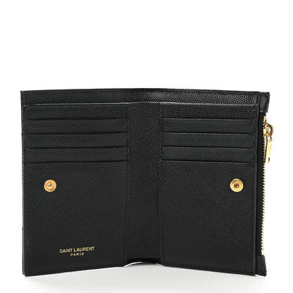 Saint Laurent Grain De Poudre Matelasse Chevron Monogram Zipped Two-Part Wallet Black 5 of 7