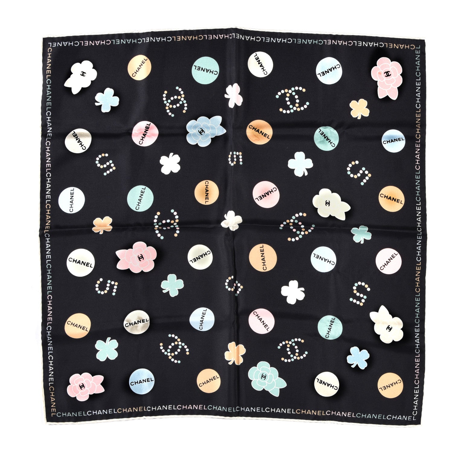 Chanel Silk No 5 Square Scarf Black 1 of 3