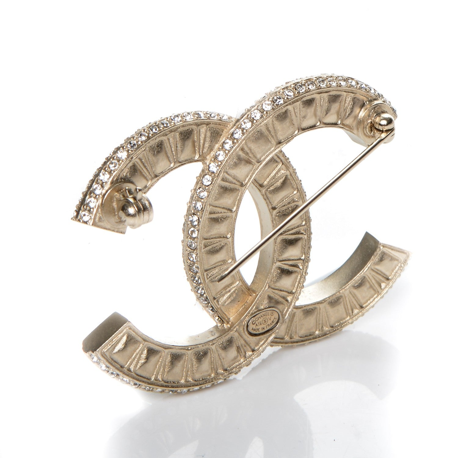 Chanel Baguette Crystal CC Brooch Gold 3 of 4