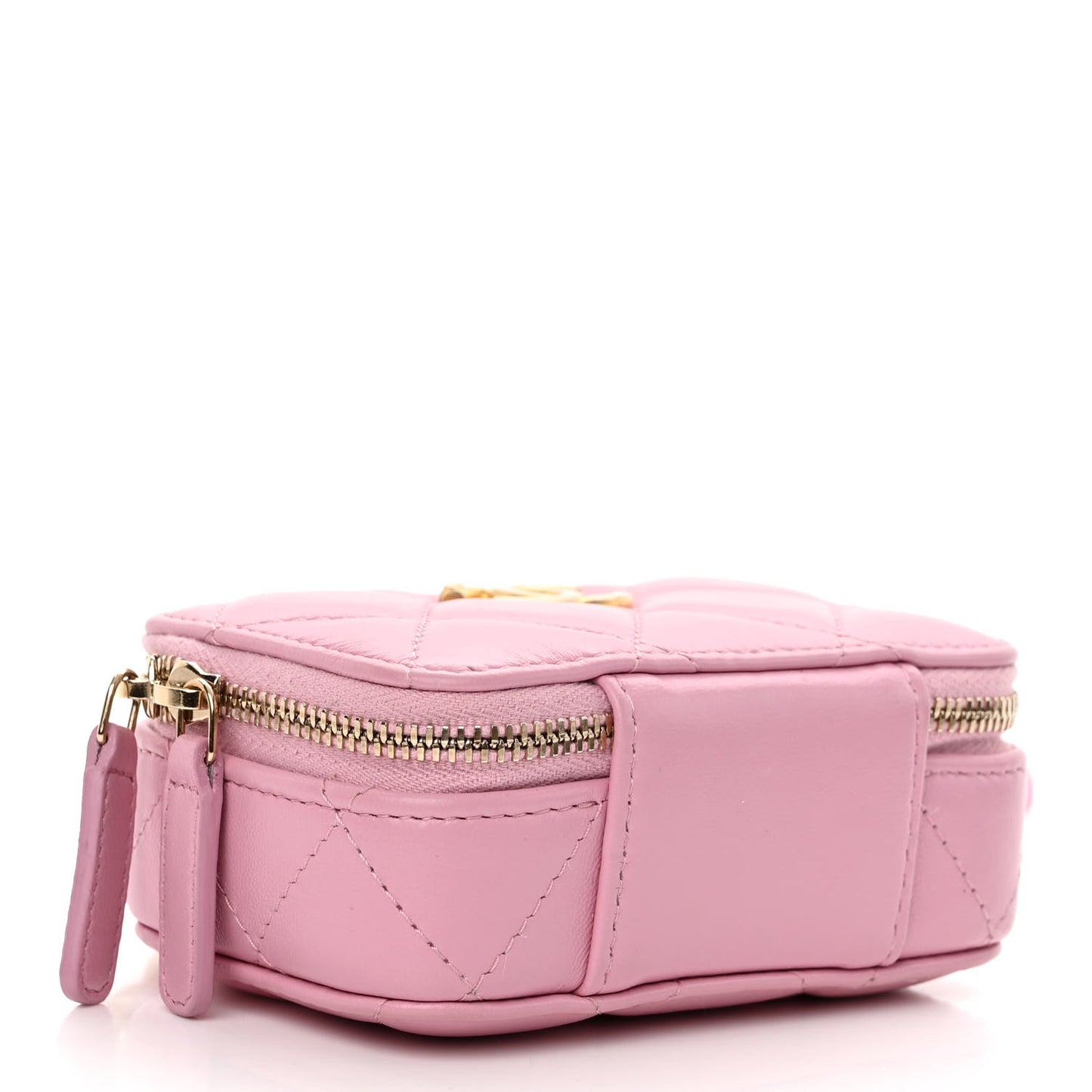Lambskin Quilted Mini Lacquered Chain Clutch Pink