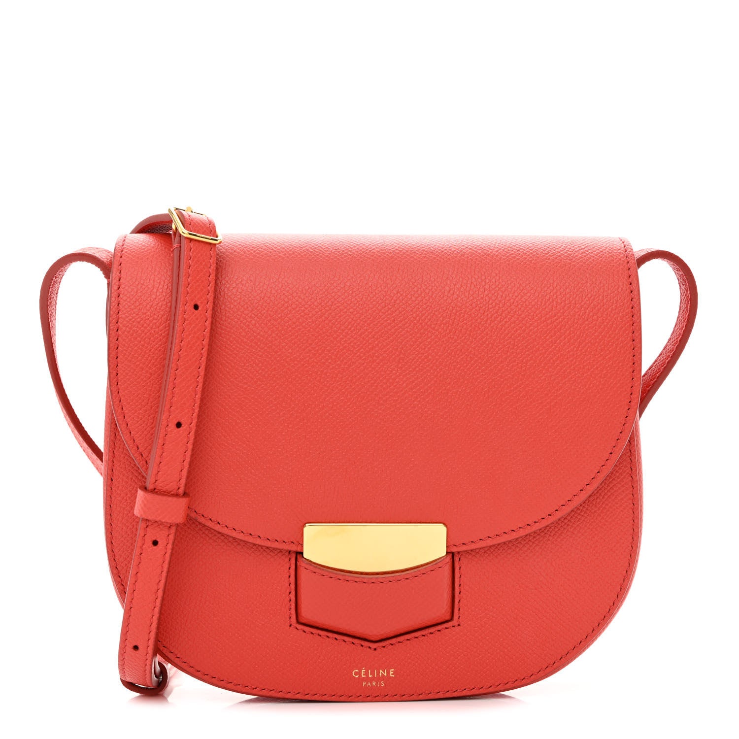 Celine Grained Calfskin Small Trotteur Coquelicot 1 of 9
