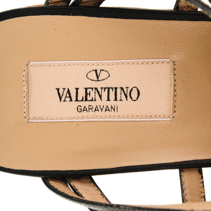Valentino Garavani Calfskin Lace Applique Wood Wedge Sandals 40 Black 7 of 7