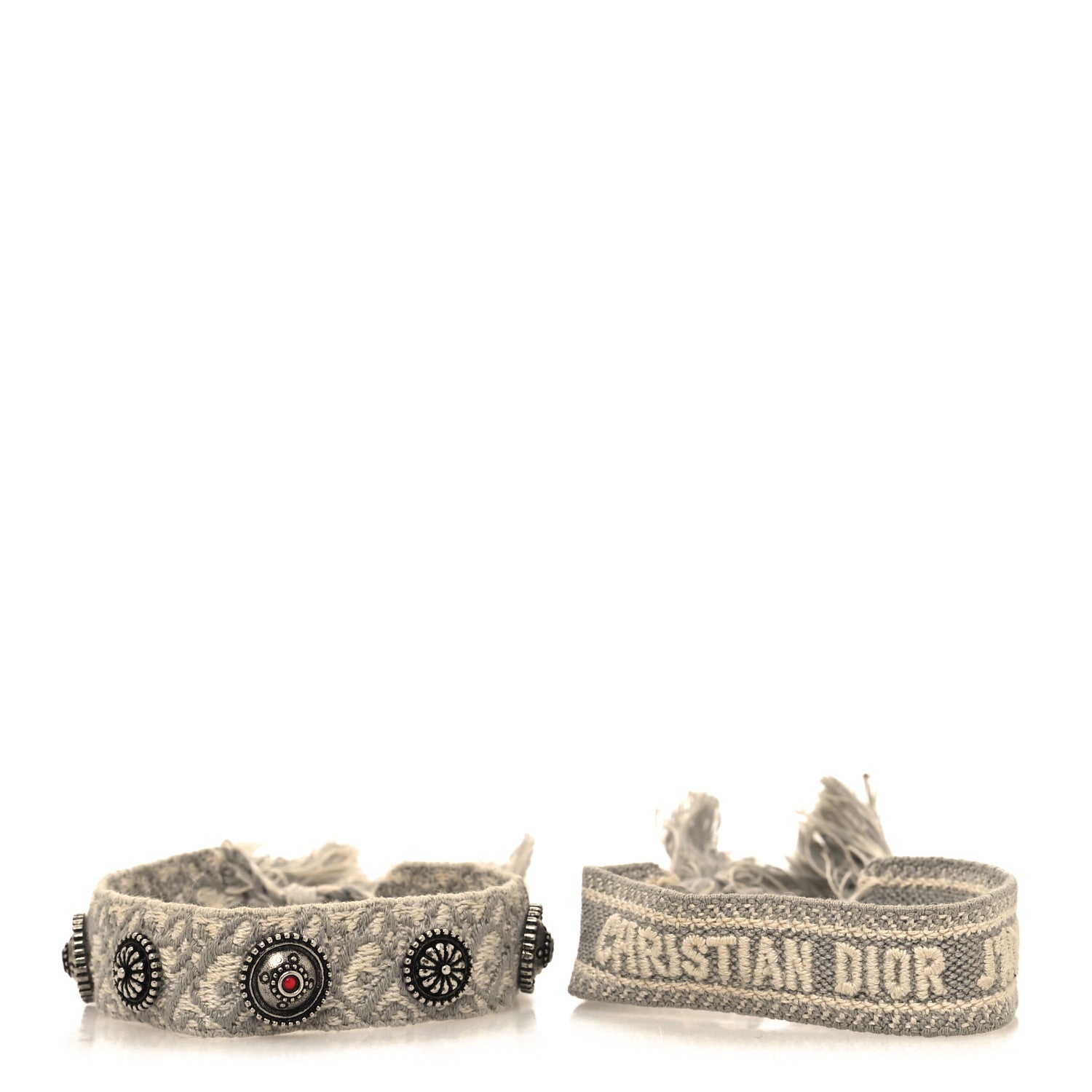 Christian Dior Woven Cotton Oblique J'Adior Friendship Bracelet Set Grey 1 of 3