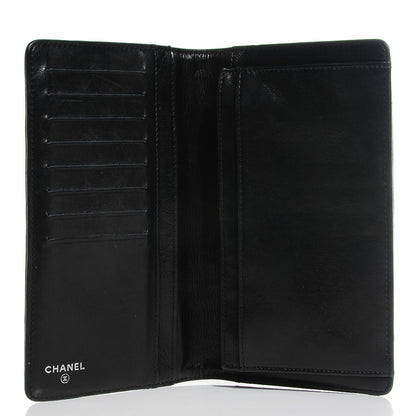 Chanel Lambskin Camellia Embossed Yen Wallet Black 5 of 8