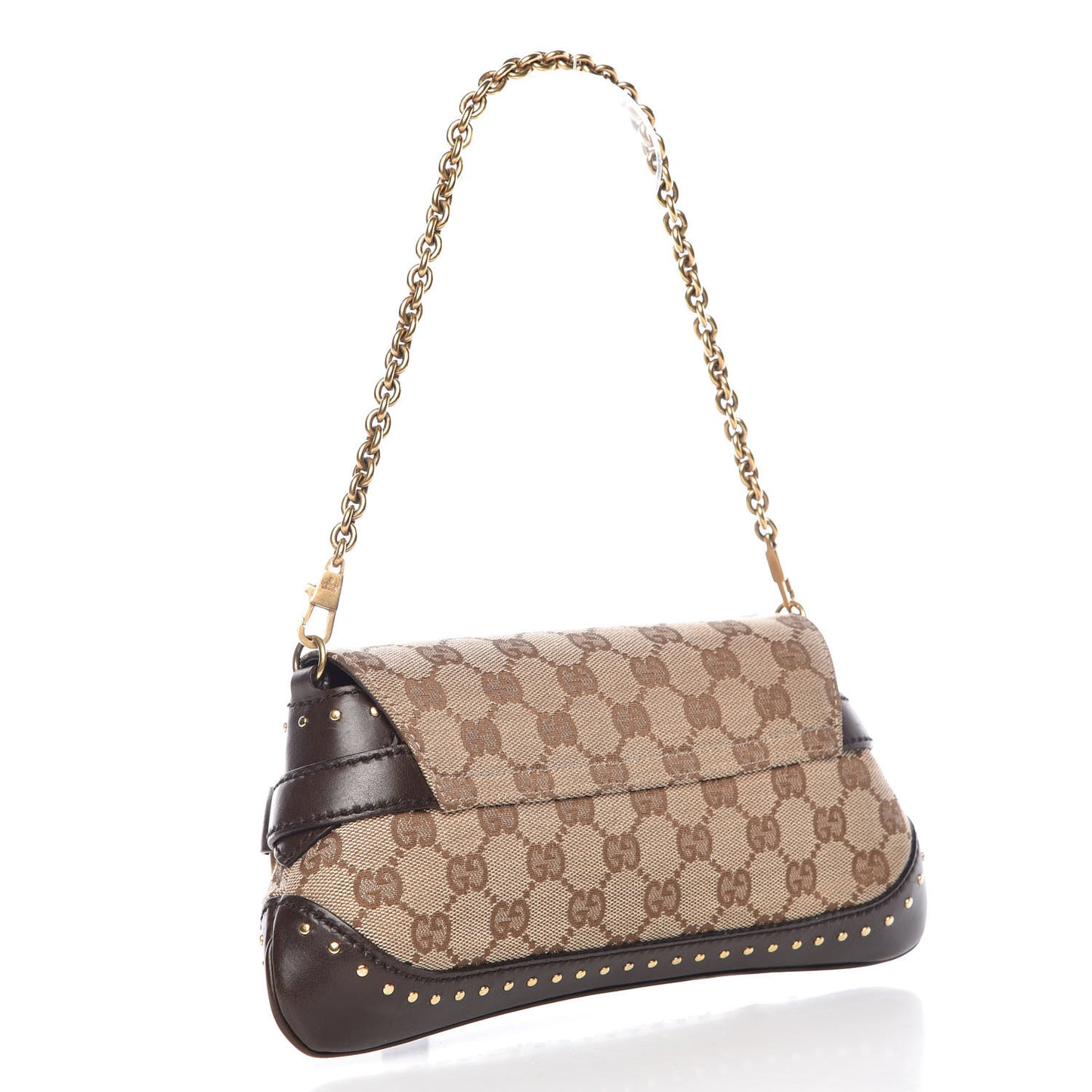 Monogram Studded Horsebit Clutch Dark Brown