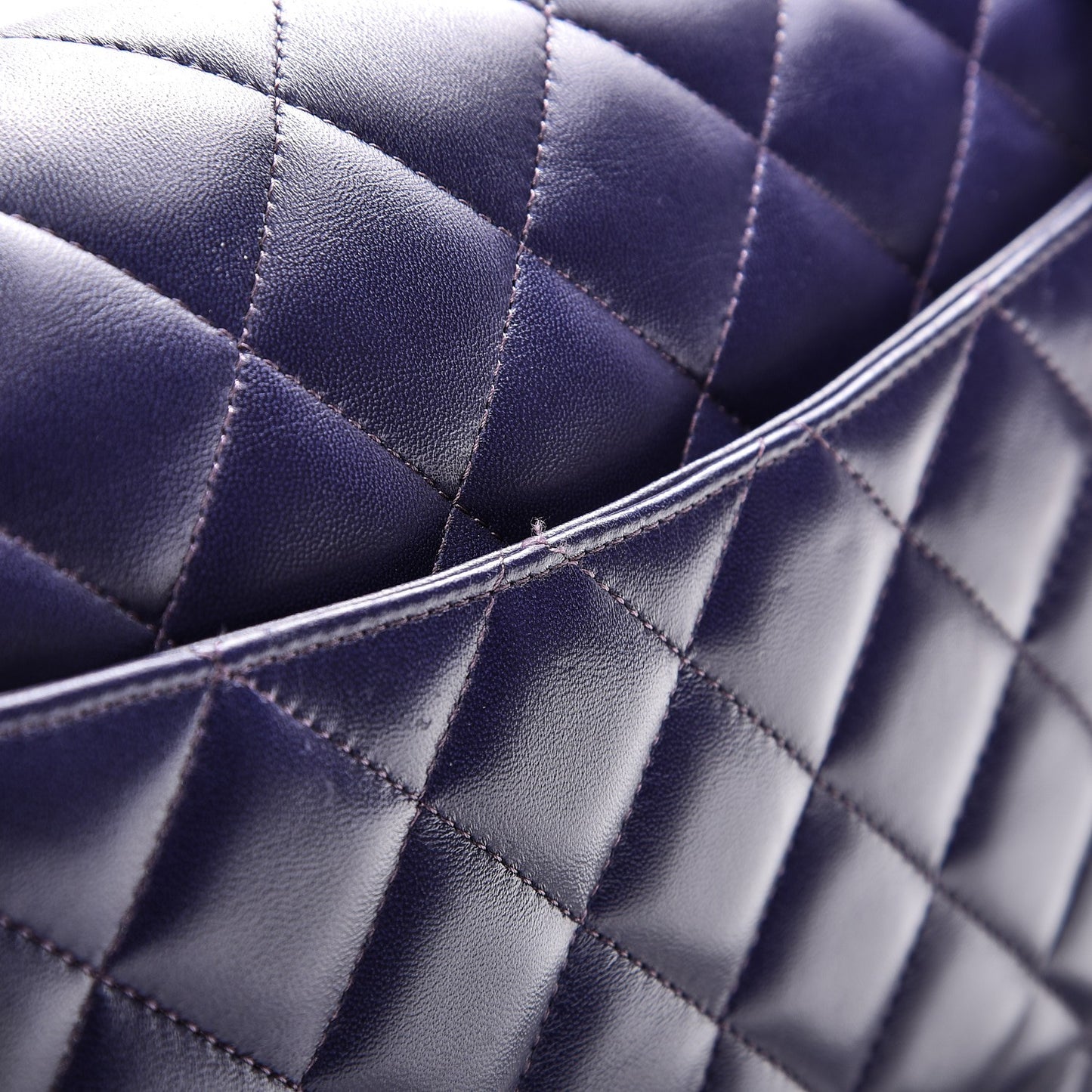 Lambskin Quilted Jumbo Double Flap Dark Purple