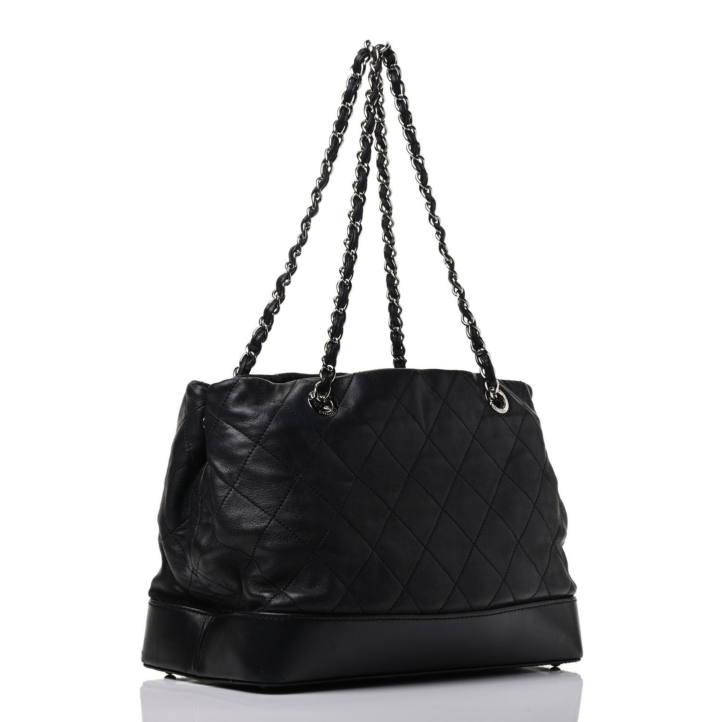 Calfskin Stitched Medium VIP Shopping Tote Black